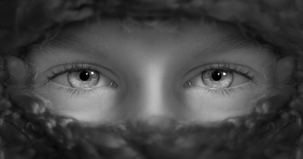 Child's eyes staring