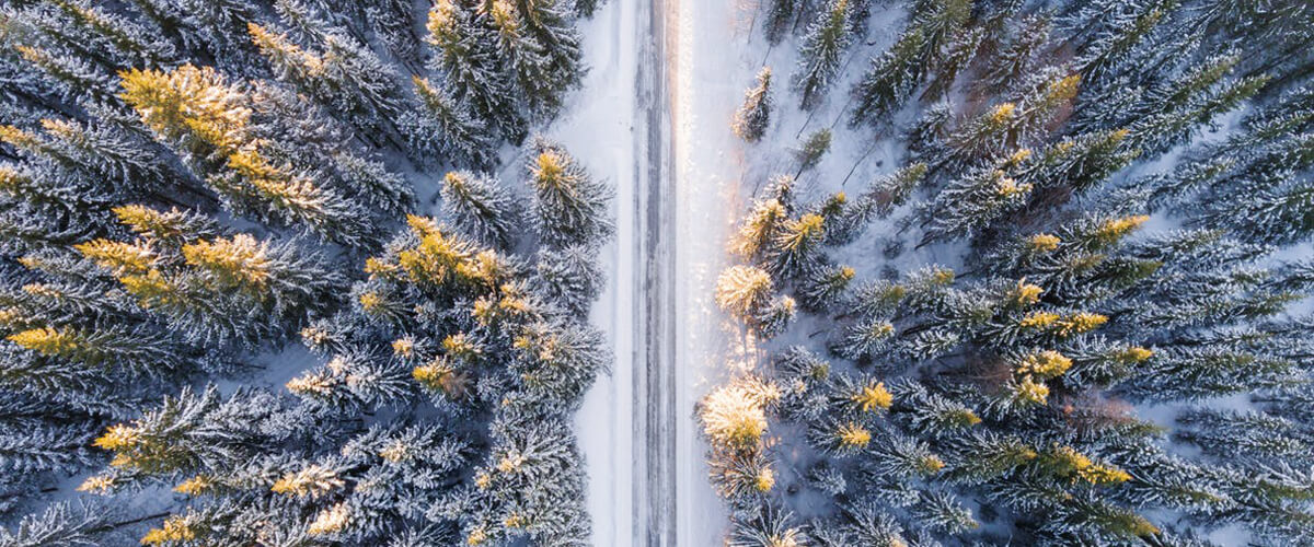 Snowy road in Winter